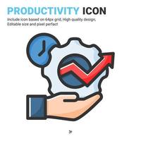 Productivity icon vector with outline color style isolated on white background. Vector illustration progress sign symbol icon concept for business, finance, industry, company, apps, web and project