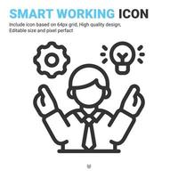 Smart working icon vector with outline style isolated on white background. Vector illustration creative work sign symbol icon concept for business, industry, company, apps, web and project