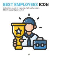 mejor vector de icono de empleado con estilo de color de contorno aislado sobre fondo blanco. concepto de icono de símbolo de signo de ganador de ilustración vectorial para negocios, finanzas, industria, empresa, aplicaciones, web y todos los proyectos