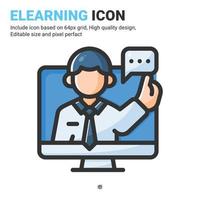 vector de icono de consultoría en línea con estilo de color de contorno aislado sobre fondo blanco. ilustración vectorial concepto de icono de símbolo de signo de elearning para negocios, finanzas, industria, empresa, web y proyecto