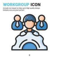 Workgroup icon vector with outline color style isolated on white background. Vector illustration teamwork sign symbol icon concept for business, finance, industry, company, apps, web and all project