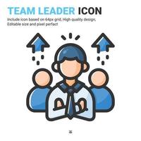 Team leader icon vector with outline color style isolated on white background. Vector illustration leadership sign symbol icon concept for business, finance, industry, company, apps, web and project