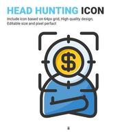 Head hunting icon vector with outline color style isolated on white background. Vector illustration recruitment sign symbol icon concept for business, finance, industry, company, web, apps and project