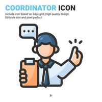 Coordinator icon vector with outline color style isolated on white background. Vector illustration manager sign symbol icon concept for business, finance, industry, company, apps, web and all project