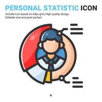 Personal statistic icon vector with outline color style isolated on white background. Vector illustration employee sign symbol icon concept for business, finance, industry, company, apps and project