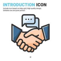 Introduction icon vector with outline color style isolated on white background. Vector illustration interaction sign symbol icon concept for business, finance, industry, company, apps, web and project