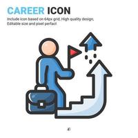 Career advancement icon vector with outline color style isolated on white background. Vector illustration progress sign symbol icon concept for business, finance, industry, company, apps and project
