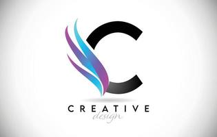 Letter C Logo with creative gradient swooshes. Creative elegant letter C with colorful vector Icon