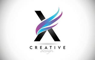 Letter X Logo with creative gradient swooshes.Creative elegant letter X with colorful vector Icon