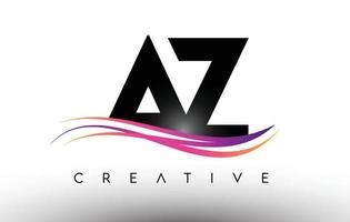 AZ Logo Letter Design Icon. AZ Letters with Colorful Creative Swoosh Lines vector