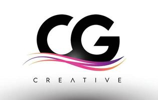 CG Logo Letter Design Icon. CG Letters with Colorful Creative Swoosh Lines vector