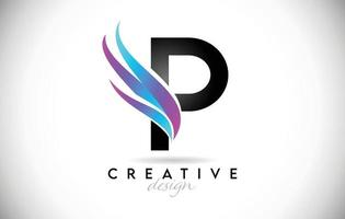 Letter P Logo with creative gradient swooshes. Creative elegant letter P with colorful vector Icon