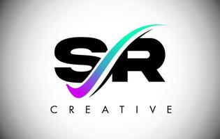 SR Letter Logo with Creative Swoosh Curved Line and Bold Font and Vibrant Colors vector