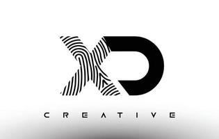 XD Fingerprint zebra Letter Logo Design. XD Logo with fingerprint Creative Icon Vector