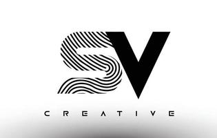 SV Fingerprint zebra Letter Logo Design. SV Logo with fingerprint Creative Icon Vector