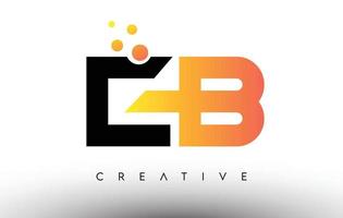 EB Black Orange Letter Logo Design. EB Icon with Dots and Bubbles Vector Logo