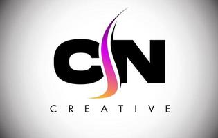 CN Letter Logo Design with Creative Shoosh and Modern Look vector