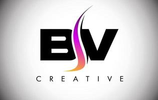 BV Letter Logo Design with Creative Shoosh and Modern Look vector