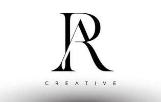 AR Minimalist Serif Modern Letter Logo in Black and White. RA Creative Serif Logo Design Icon Vector