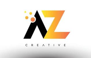 AZ Black Orange Letter Logo Design. AZ Icon with Dots and Bubbles Vector Logo