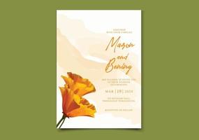 tarjeta de invitación de boda con hermosas flores florecientes vector