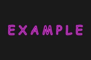 Word EXAMPLE with Neon Effect On Black Background vector