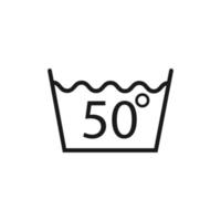 Machine wash hot 50, washing icon. Vector illustration, flat design