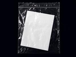transparent plastic with zip locks. blank plastic with stickers used for mockups. photo