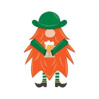 St Patricks Day leprechaun gnome Flat vector illustration