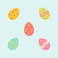 Set of Easter eggs Flat vector illustration
