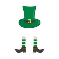 Hat and shoes for St Patricks Day Flat vector illustration