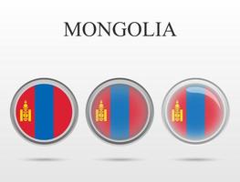 bandera de mongolia en forma de círculo vector