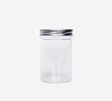 minimalist photography of a transparent jar. minimal concept photography of the glassware for wall art, print, and interior decoration. photo