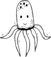 Funny sea octopus. Vector illustration