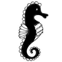 Sea Horse. Vector illustration. Decorative Element for design and decor in the style of handmade doodle