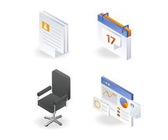 A set of investment office data icons and schedule plans