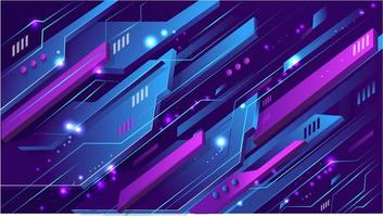 Creative geometric shapes abstract 3d purple circuit technology business background vector