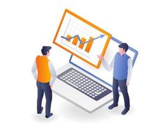 Men showing successful investment analysis data vector
