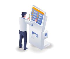 Man doing online shopping transaction with token machine vector