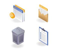 un conjunto de iconos de datos de correo electrónico y planes de programación vector