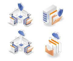 A set of data network and computer security icons vector