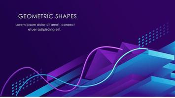 Creative geometric 3d shapes abstract purple technology analytics business background vector