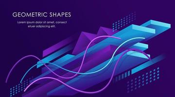 Creative geometric 3d shapes abstract purple technology analytics business background vector