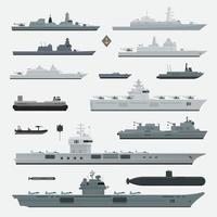 Military weapons of navy battleship. Vector illustration