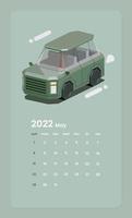 plantilla de calendario con ilustración de coche suv vector