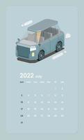 Calendar Template With Van Car Illustration vector