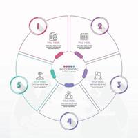 Basic circle infographic template with 5 steps. vector