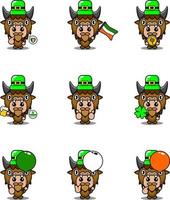 vector personaje de dibujos animados bisonte animal mascota traje conjunto paquete conjunto día patrik