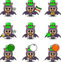 vector personaje de dibujos animados murciélago animal mascota traje conjunto paquete conjunto día patrik
