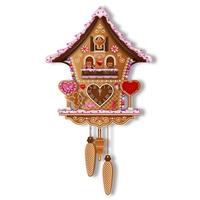 valentine's day gingerbread cuckoo clock. romantic cuckoo clock with cookies and candies vector